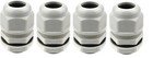 4 Pack, Grey 3/4" Strain Relief Nylon Cord Grip Waterproof NPT Cable Gland
