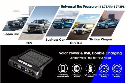 Wireless TPMS Tire Pressure Monitoring System Incl 4 Stem Sensors