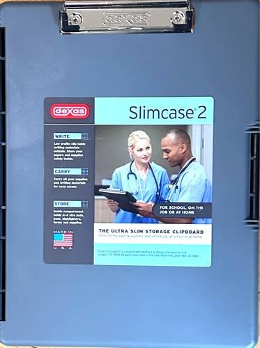 Dexas Slimcase 2 Storage Side Open Clipboard Storage GRAY W/ CHROME CLIP